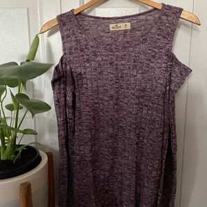Hollister Cold Shoulder Purple Long Sleeve Top